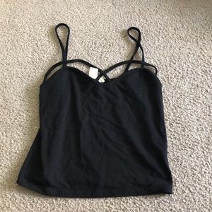 black cross tie top tank top